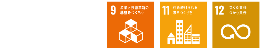 SDGsアイコン9、11、12