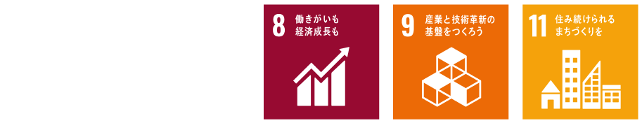 SDGsアイコン8、9、11